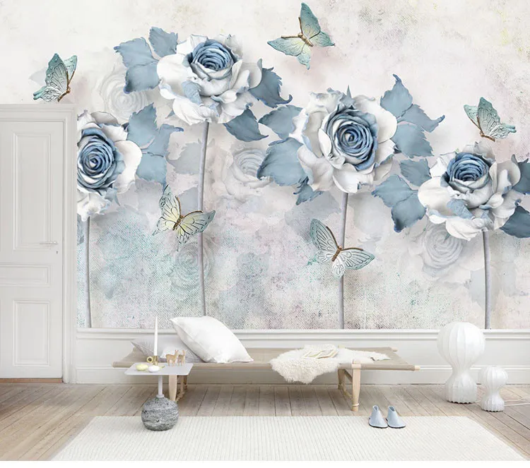 Fondo de TV papel tapiz pintura sala de estar simple hermosas flores cálidas murales 3d dormitorio sofá papel tapiz junto a la cama 97483357228989