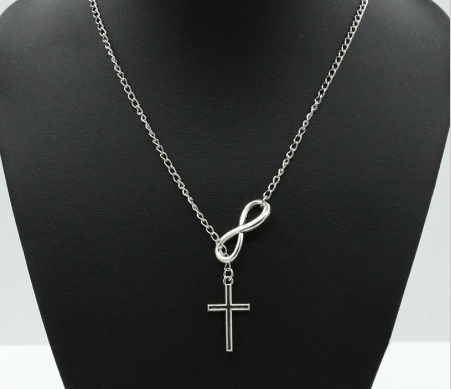 Мода Infinity Cross Подвеска Ожерелья Свадьба Событие 925 Серебристая цепочка Элегантные Украшения для Женщин Дамы