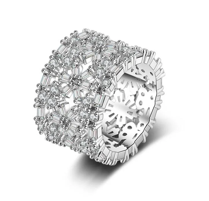 Новый роскошный кольцо для женщин преувеличены Королева вентилятор Европа Америка медь белое золото покрытием кластера кольца дамы ювелирные изделия подарки оптом