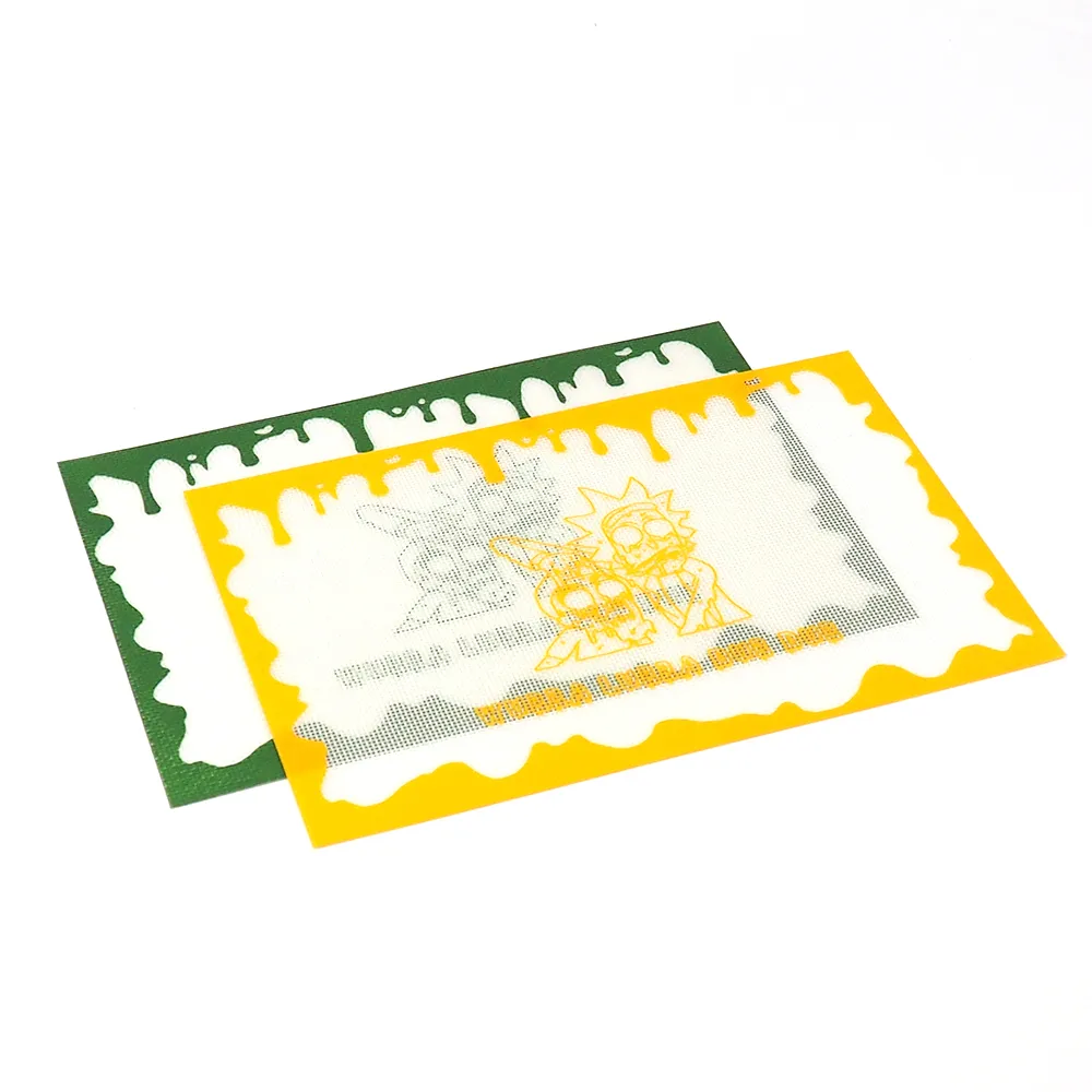 Tappetini in silicone Tappetino stampato FDA per uso alimentare riutilizzabile concentrato antiaderente bho wax slick oil resistente al calore tappetino in silicone dab pad in fibra di vetro