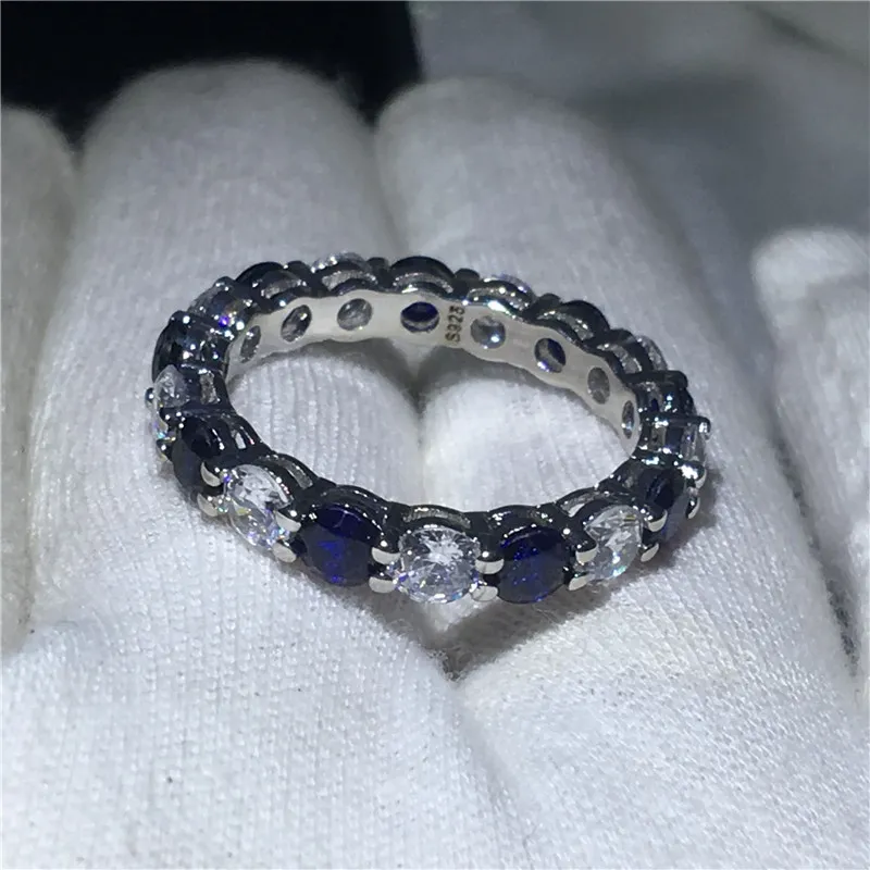 Classique femme infinity bague en argent Sterling 925 bleu 5A zircon Cz bagues de fiançailles de mariage pour les femmes bijoux de mariée