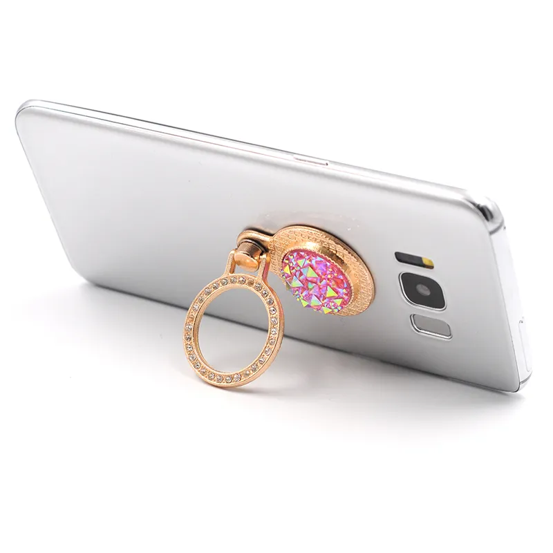 Luxo Gemstone Diamante de 360 ​​Graus Anel de Dedo Fivela Stand Titular Para O Telefone Móvel Universal Smartphone Suporte