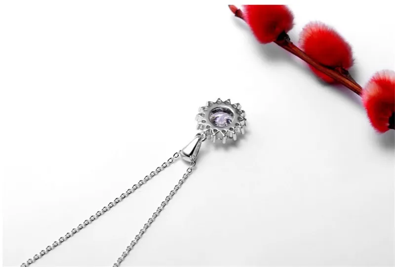 Yhamni Fashion Solitaire Sunflower Pendant Halsband Kvinnor 925 Sterling Silver Chain Crystal Rhinestone Flower Halsband TP001