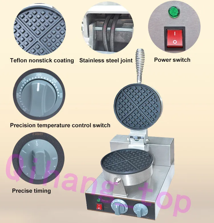 Qihang_top snackmaskiner Electric 1- Plate Commercial Waffle Maker Baker High Production Automatisk Waffle Stick Making Machine