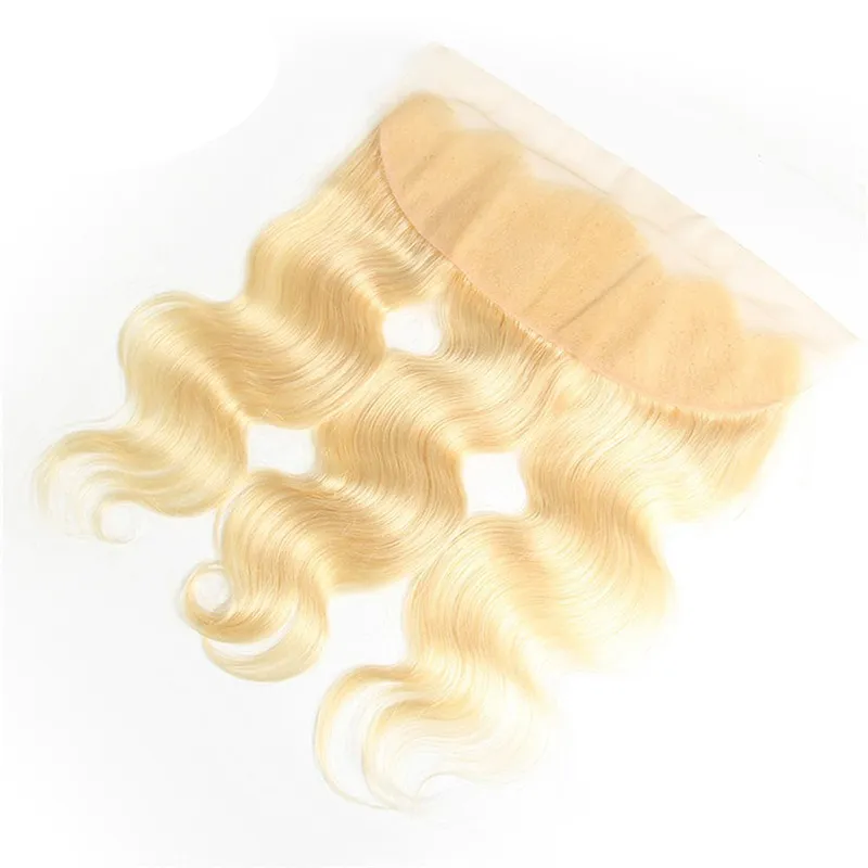 Brazilian Body Wave Hair 613# Blonde Ear to Ear 13x4 Lace Frontal Closure With 3 Bundles Brazilian Virgin Human Hair Weave Extensions