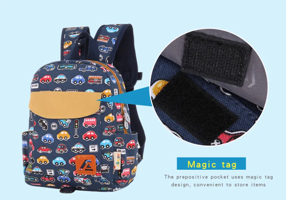 AUSQI Little Cute Cartoon Bus Toddler School Backpack For Kid Boys
