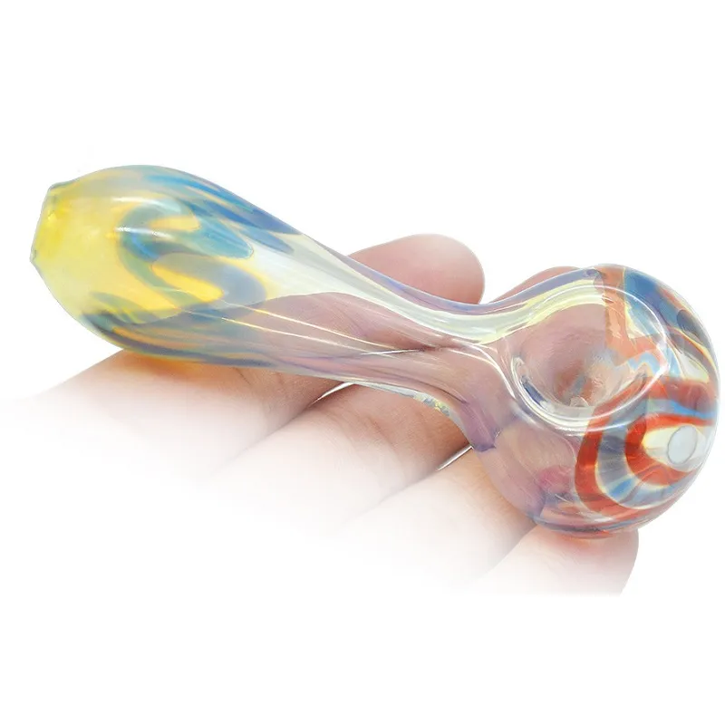 Thick Heady Glass Spoon Pipes 10CM Fumed Pyrex Colorful Spoon Smoking Accessories Oil Tobacco Pip for Smoking
