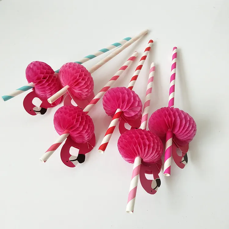 Flamingo Straw 3D Straw Bendy Flexible paper Drinking Straws Kids Birthday/Wedding/Pool Party Decoration Supplies c582