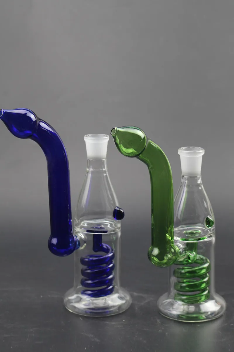 21cm de haut tube en spirale Perc Ash Catcher Pipe à eau en verre Fumer des plates-formes pétrolières en stock Bong en verre Pipes à fumer à la main