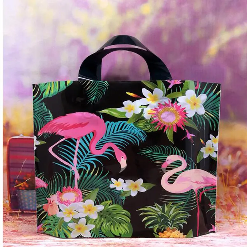 200 stks Big Size Bloemen Dikke Mooie Dag Plastic Carry Bag Bruiloft Gift Bag Shopping Bag Gratis snelle DHL