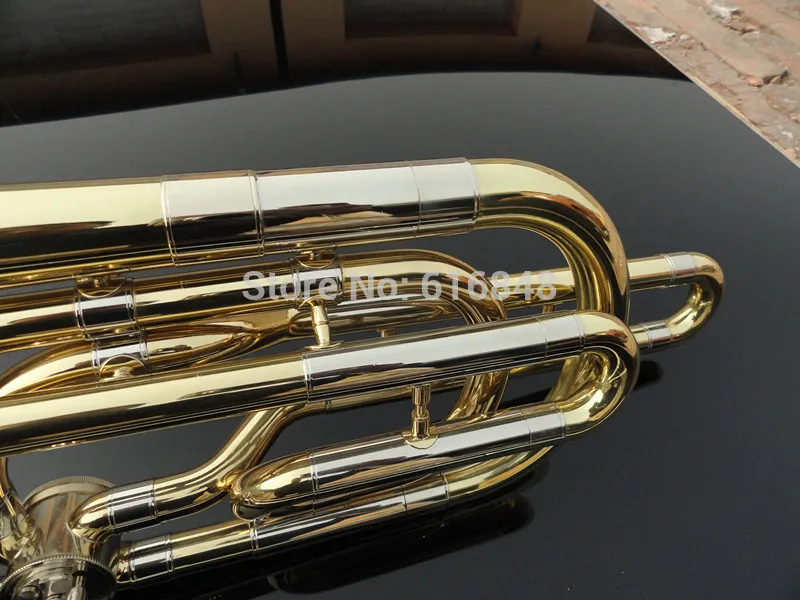 Latta su misura in ottone trombone in ottone di alta qualità logo lanciando lo strumento musicale doppio pistone bb trombone tenore regolabile