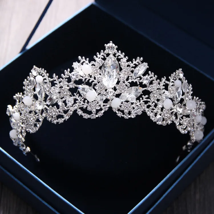 Corona nuziale di lusso Cristalli di strass Matrimonio reale Corone della regina Principessa Cristallo Barocco Festa di compleanno Diademi per la sposa Dolce 16 45 * 5