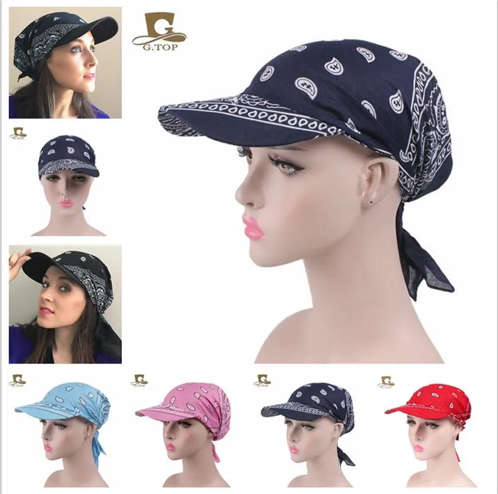 Unisex Paisley Visor Pre dopasowany Bandana Hat Outdoor Sun Bandans Cap Head Szalik Bandit Turban Cap Mężczyzna i kobiety szeroko giełda sunhat