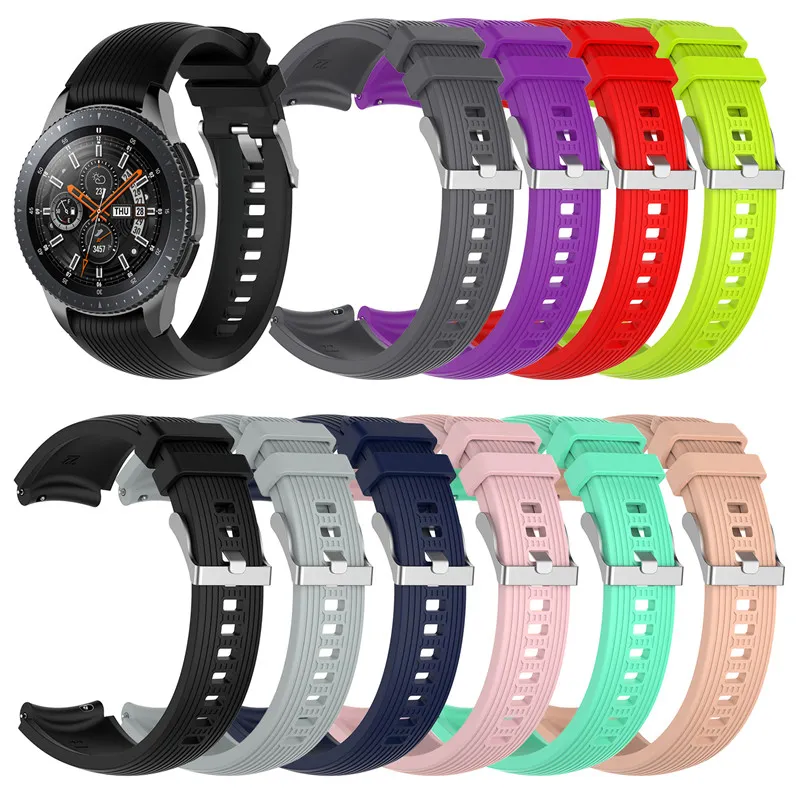 22mm siliconen horlogeband voor Samsung Galaxy horloge 46mm versie SM-R800 gestreepte rubberen vervanging armband band riem