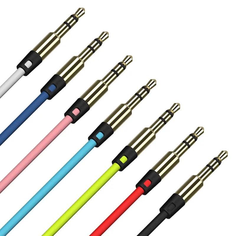 Color Grind Metal head 3.5mm copper core audio cable 3.5mm male to male AUX audio cable for MP3 television telephone cheap