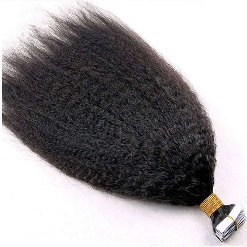 Szorstościowa taśma Yaki Hair Extensions 40 sztuk Perwersyjna prosta skóra Weft Hair Extensions 100g Natural Yaki Taśma w Ludzkich Hair Extensions