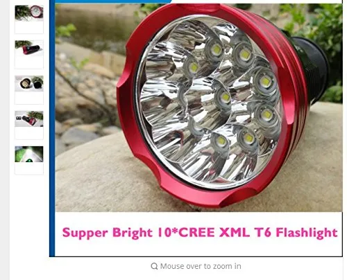 충전식 17000lm Skyray 빛 킹 10T6 LED flashlamp 10 x 크리 어 XM L T6 LED 손전등 토치 램프 빛 사냥 캠핑 + 18650