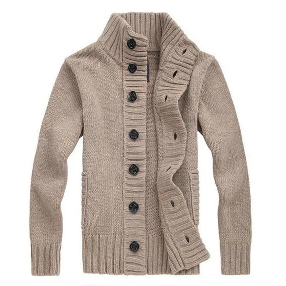 Men's knit cardigan sweater thick sweater coat Korean Slim line casual jacket