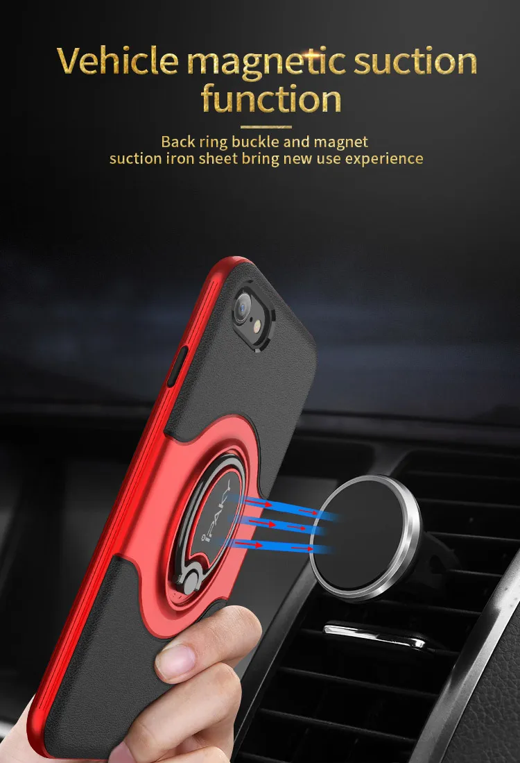 iPaky Чехол для iPhone 7/8/7 Plus / 8 Plus Задняя крышка ПК + ТПУ 2 в 1 Защитные чехлы с кольцевой подставкой Магнит на подставке