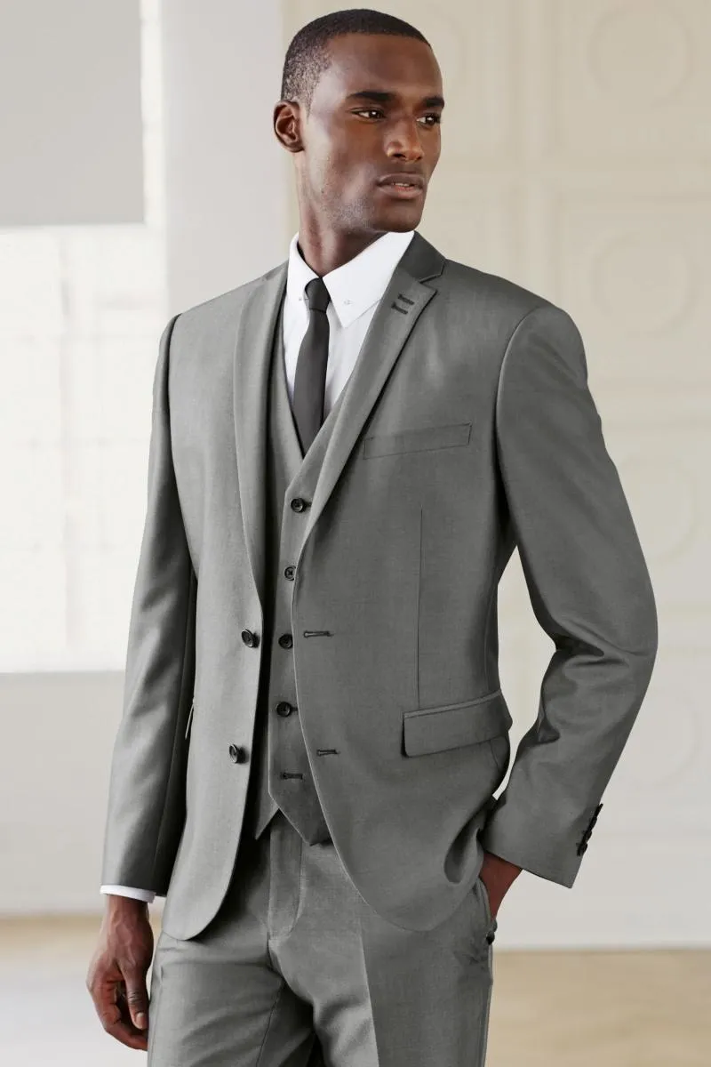 Customize Slim Fit Light Grey Groom Tuxedos Groomsman Blazer