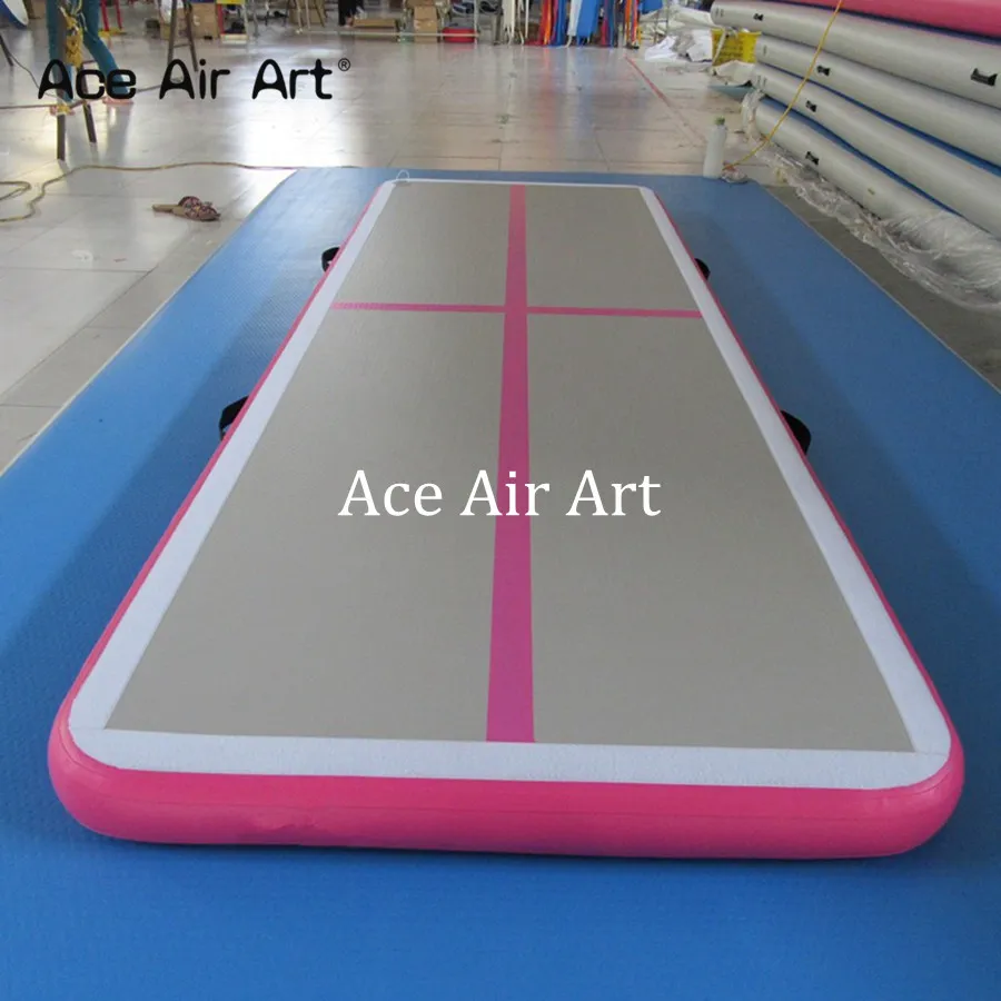 Pink Inflatable Air Track Floor Home Gymnastic Cheer leading Mat with Hand Pump