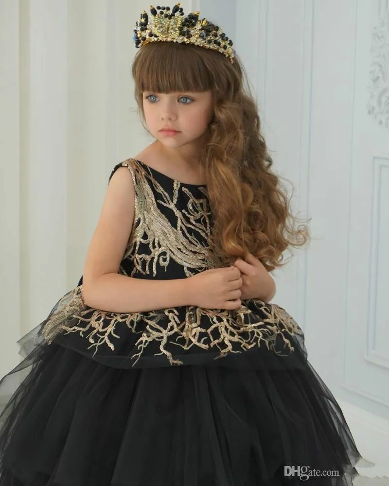 Sequin Beach Wedding Black and Gold Dress for Teen Girls - Black High/Low Cut, Perfect for Pageants and Parties at Affordable Prices