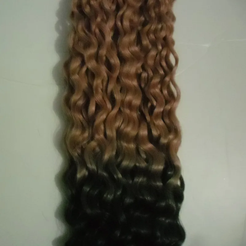 Ombre Human Afro Kinky Cr Pir Cape en extensiones de cabello humano Cabello remy brasileño en adhesivos Cinta PU Puerta Capacidad Invisible 100G 