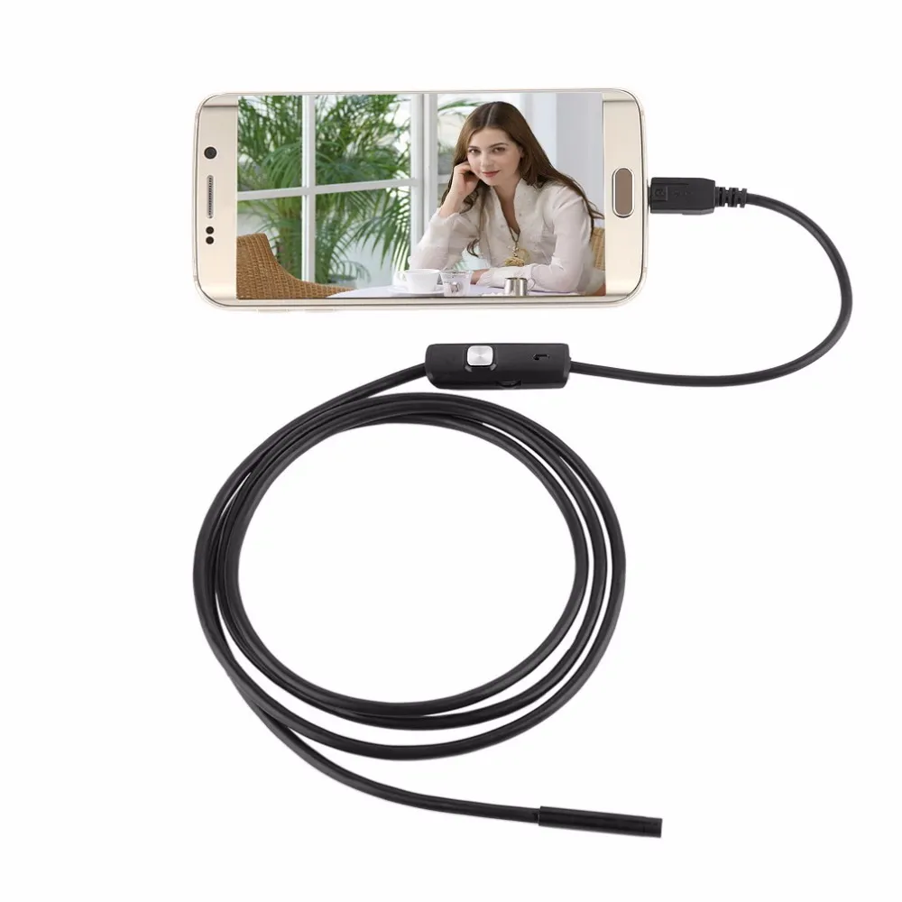 Freeshipping 7mm Odak Kamera Lens USB Kablosu 1 / 1.5 / 2 / 3.5 / 5 M Su Geçirmez Android Endoskop Için 6 LED Mini USB Endoskop Muayene Kamera