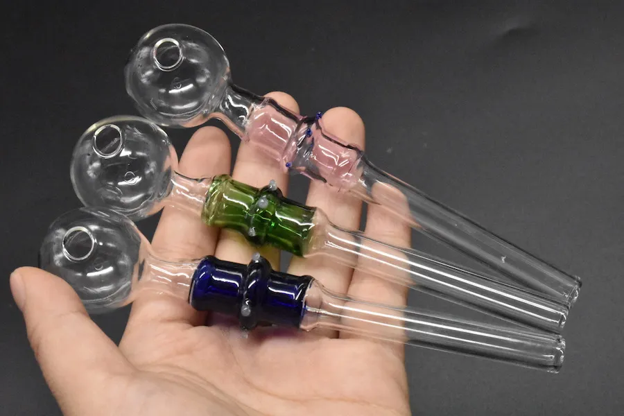 ON Balancer Bunter Glas-Ölbrenner, große Bubbler-Wasserpfeifen, dicke Pyrex-Ölbrennerpfeife, 14 cm Länge, 10 mm Außendurchmesser, Handrauchpfeifen aus Glas
