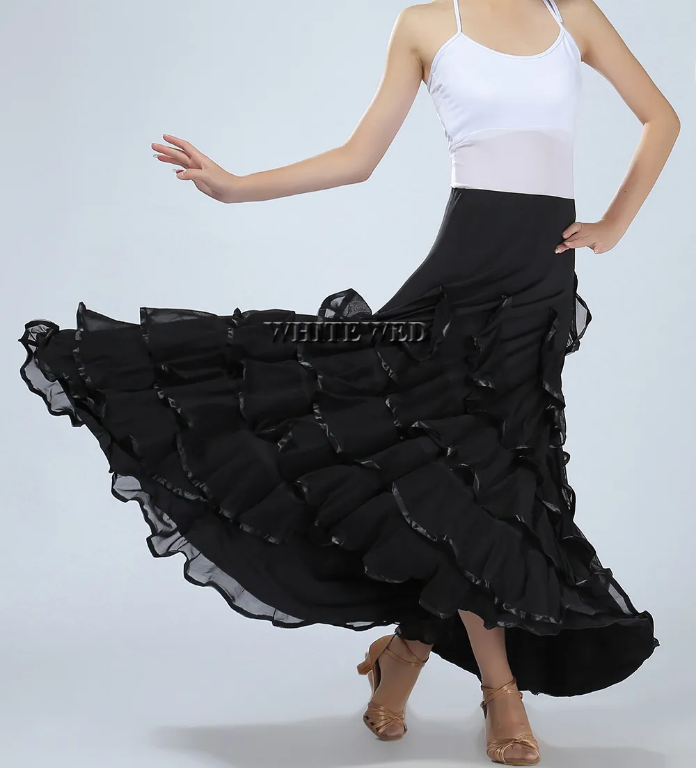 Happy Dance Flamenco Folklorico Pratica Ballerini Costumi Gonne Lunghe Cerchio completo Maglia Flamenco Sala da ballo Gonna da ballo latino Costume economico