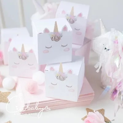 Arc-en-ciel licorne faveur boîte boîte à bonbons boîte-cadeau fille enfants fête d'anniversaire fournitures rose décoration événement fête fournitures