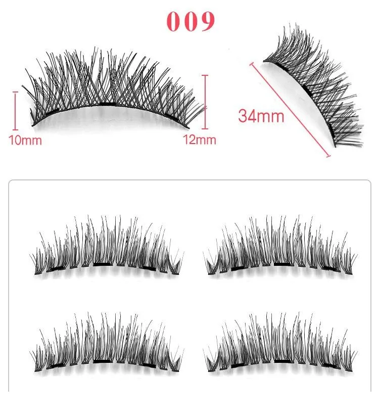 3 Mıknatıs Manyetik Yanlış Eyelashes Yeniden kullanılabilir Yanlış Eyelashes Uzatma 3d kirpik uzantıları DHL Ücretsiz Kargo kirpikler