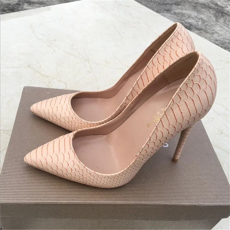 Stylesowner Woman High Heel Shoe mince theelnude serpent peau de haute qualité Pumps de printemps populaires