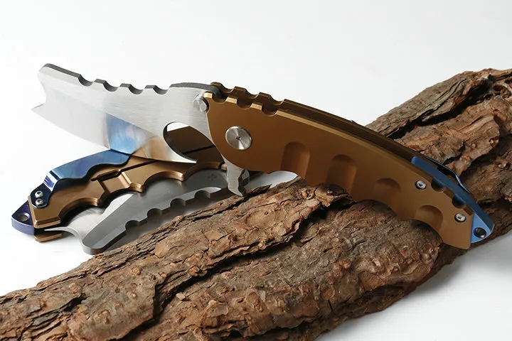New Flipper Knife D2 Satin Blade CNC Finish Steel Handle Ball Bearing Fast Open Folding Knife Frame Lock Camping Tools