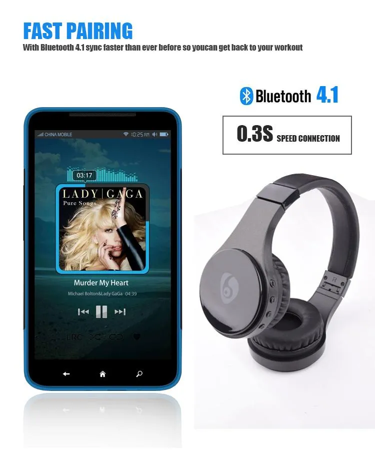 Stéréo sans fil Bluetooth 41 Casque S55 DJ Écouteurs Bruit Annuler Écouteur Casque Pour Iphone Apple Sony Samsung Cell Phone6021804