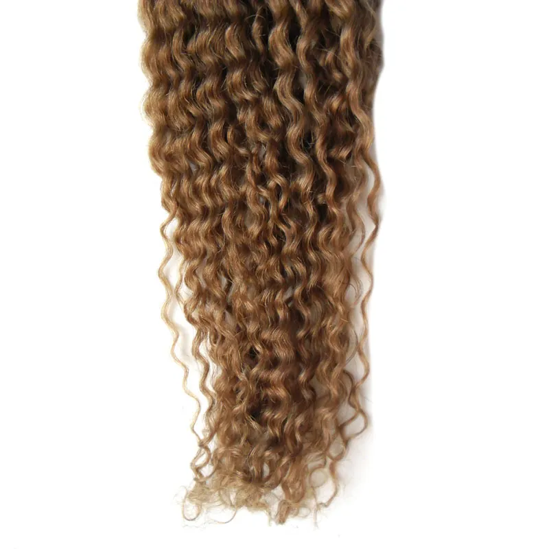 Brun clair Micro anneau Extension de cheveux humains 100g Remy Micro boucle Extensions de cheveux humains brésilien profond bouclés vierge Hair1613655