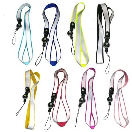 Stripe Reflective Candy Neck Strap Lanyard for keys ID Card Cell Phone Straps for Huawei USB Badge Holder DIY Hang Rope