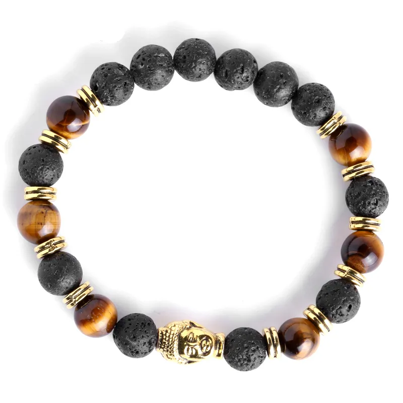 2pcs set Mens Bracelets Lava buddha bracelet For Men Natural Stone Beads Gift Religion Yoga pulseras pulseira masculinaGift holid263c