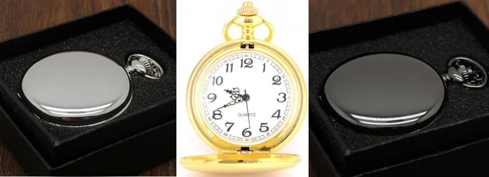 Großhandel Mix 3Colors Quarzuhren Kette Bronze Taschenuhren mit Geschenkbox PW044
