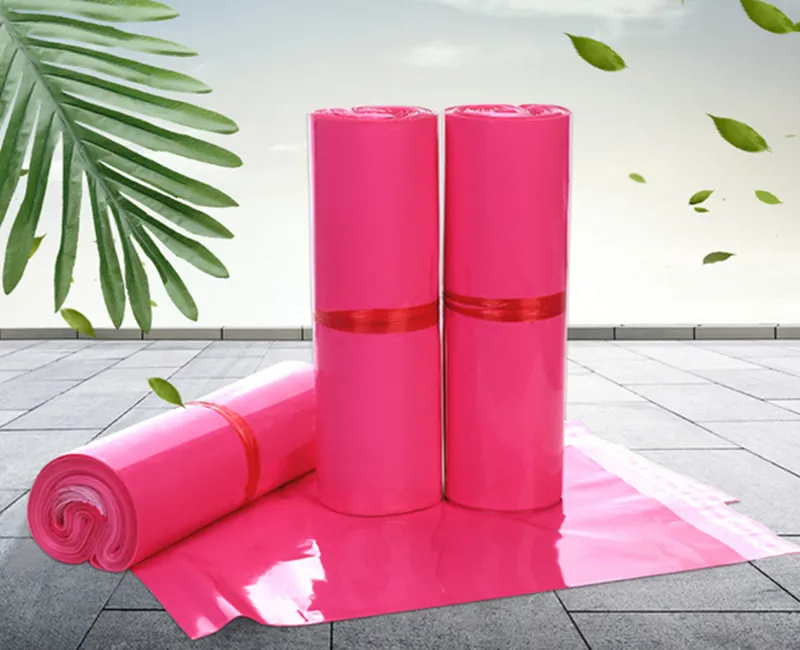 200PCS / LOT NYHET Produkt Bra kvalitet 10 Storlek Rosa Poly Mailer Kuvert Leveransväska Plastpåsar Poly