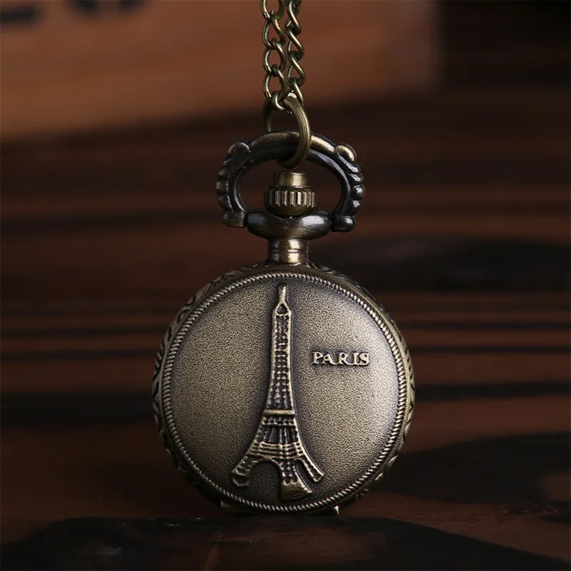 Wholesale Case Dia 2.5CM Pendant Chain Quartz Bronze Small Tower Watch Pocket Watch PW105