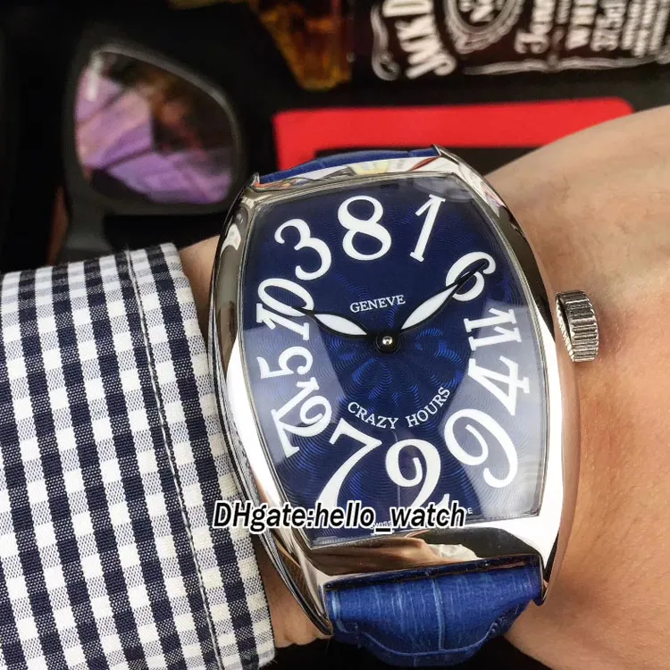 ساعات مجنونة جديدة 8880 Ch Blue Dial Asian 2813 Mens Aments Watch Silver Case Case Blue Leather Strap Cheap 8style Gents Watches 230H