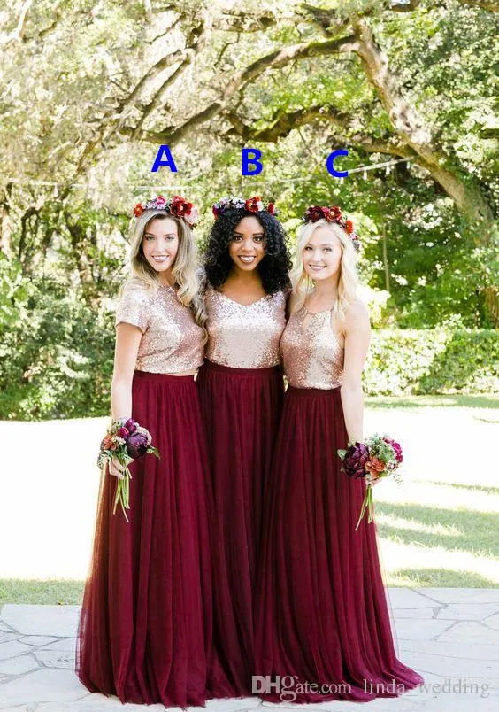 rose gold burgundy bridesmaid dresses Sequin Dress Country... From Forevergrace, $456.38 Asymmetrical ruching brings the