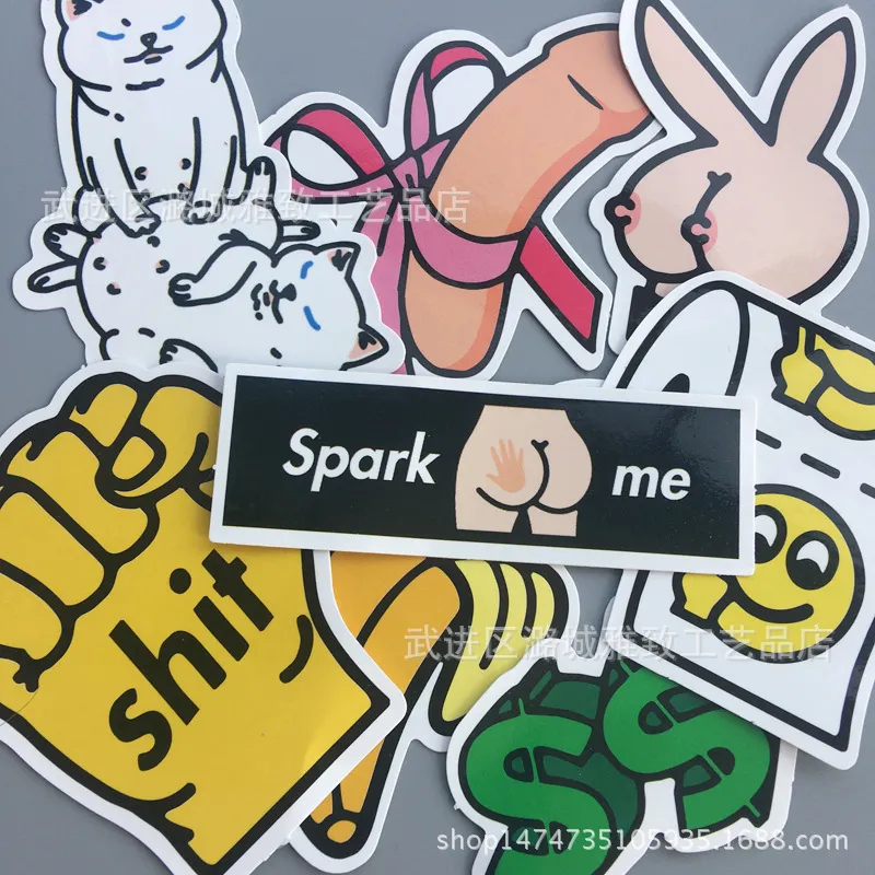 8Pcs Pack Funny NSFW Bad Dirty sticker Waterproof Stickers for Bottle Laptop Car Planner Scrapbooking Phone Macbook Wardrobe Desk Wall Organizer Decal