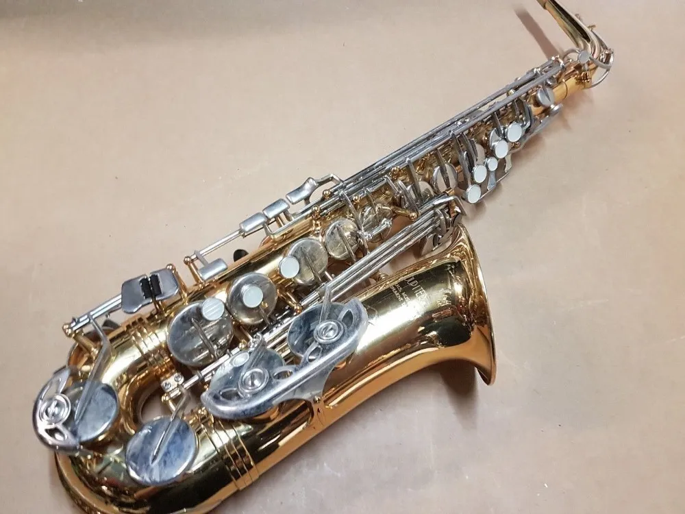 New JUPITER JAS 669-667 Brand Musical Instrument Alto Eb Tune Saxophone Gold Lacquer Body Silver Plated Key Sax With Case