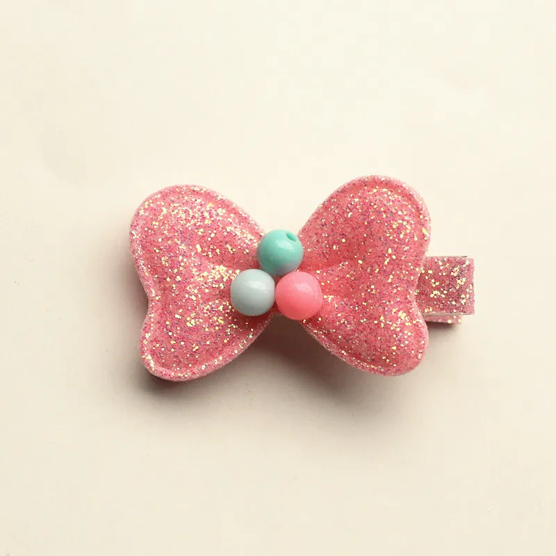 New Baby Hairpins Good Shinning Leather Hair Accessories Mini Size Glitter Felt Bows Kids Hair Clips Bowknot