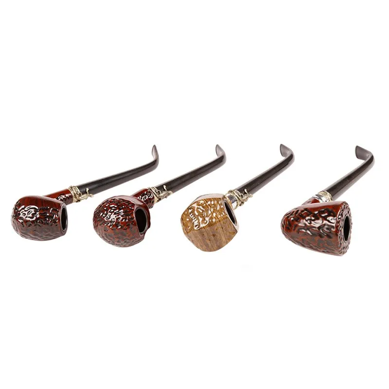 Wooden Hand Pipe Smoking Pipes Long Mouthpiece Metal & Acrylic Material Choiced Gift 4 Types for Tabacoo Cigarette