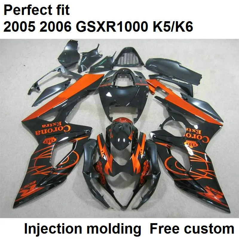 Worki do formowania wtryskowego dla SUZUKI GSXR1000 2005 2006 Black Orange Motorcycle Loing Kit GSXR1000 05 06 DC23
