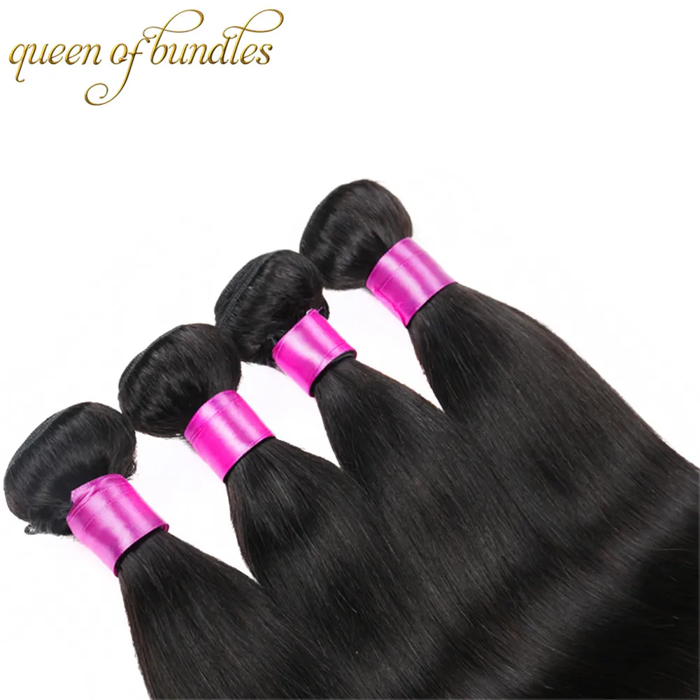 Cheveux vierges brésiliens raides 3 pièces avec fermeture à lacets 4x4 Grade 9A paquets de cheveux humains non transformés avec fermeture droite