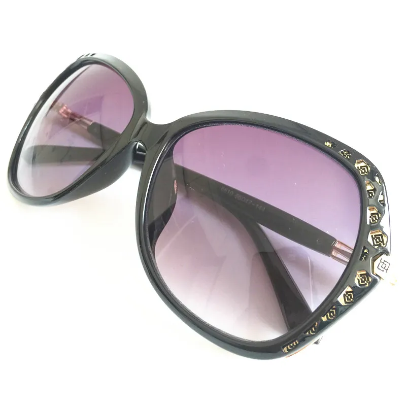ファッション女性特大フレームサングラスアンチ紫外線眼鏡中空中国風のデザイン装飾サングラス眼鏡A ++